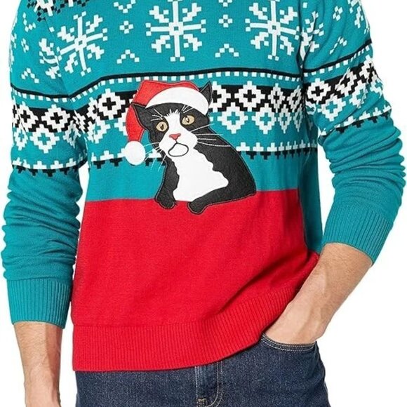 ALEX STEVENS Christmas Dog Sweater MATCHES Adult Ugly Xmas Sweater w/ Tuxedo Cat - Picture 4 of 4